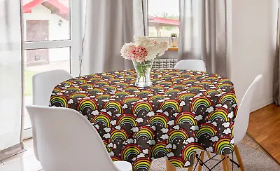 Rainbow Round Tablecloth Colorful Magic Sky • £27.99