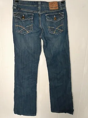 Cowgirl Up Jeans Play In The Dirt Womens 4 Medium Blue Denim Wash Flap Pocket • $18.99