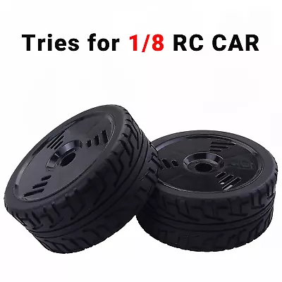 Flat Running Plate Wheels Tires 17mm Hub For 1/8 RC On-road Car Black (2pcs） • $18.99