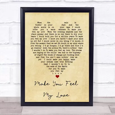 Make You Feel My Love Vintage Heart Quote Song Lyric Print • £64.95