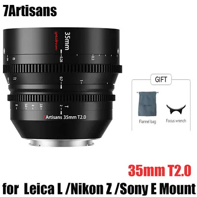 7Artisans Cinema Lens Full Frame 35mm T2.0 Lens For Sony E Leica L Nikon Z Mount • £280