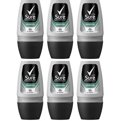 Sure Men Sensitive 48H Anti-Perspirant Roll-On Deodorant 50ml X 6 • £11.54