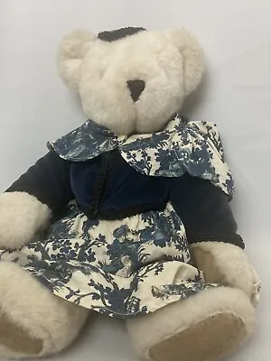 Vermont Teddy Bear Female Navy Blue Hat Skirt Blouse Jointed Stuffed Vintage • $23.99