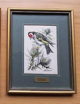 GOLDFINCH Woven Silk Picture J & J Cash Collectors Range  Birds Coventry VTG VGC • £11.99