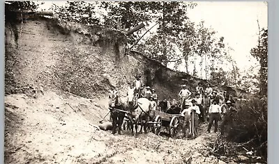 GRAVEL PIT WAGON CREW Real Photo Postcard Rppc John Franks Quarry ~illinois? • $30