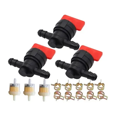 3Kit 1/4  In Line Fuel Gas Filter Shut Cut Off Valve Clamp Fit For B&S 698183 • $6.62