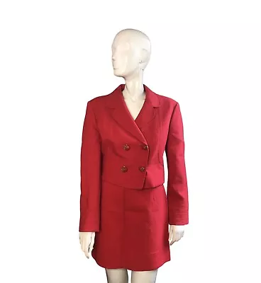 90s Moschino Cheap And Chic Skirt Suit Red Strawberry Buttons Sz10 • $250