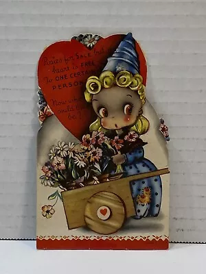 Vintage Valentines Day Card Die Cut Trading Used Ephemera Princess & Posies USA • $8