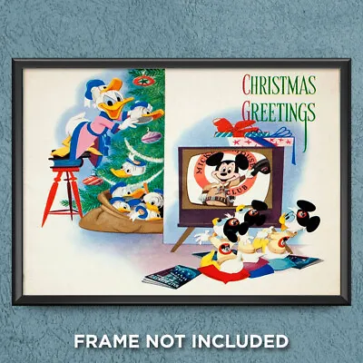 Donald Duck Christmas Tree Print Poster Huey Duey Luey Mickey Mouse Club 3739 • $29.95