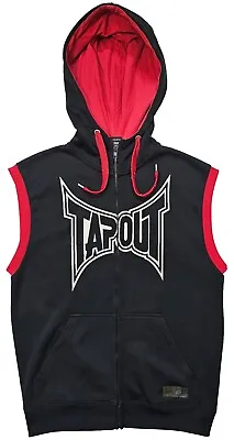 TAPOUT Hoodie Men's Black & Red Boxing Sleeveless Full Zip Hoodie Size S Cotton • $31.98