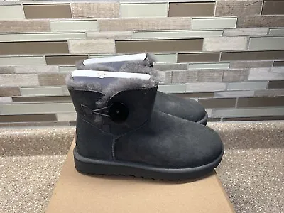 Ugg Australia Mini Bailey Button Ll Grey Womens Boots Size 6 Authentic NEW • $93.95