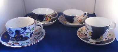 8 Piece Antique Allertons Gaudy Welsh Tea Cups & Saucers.Decorative Hand Painted • £15.95