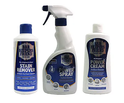 £5.45 • Buy Bar Keepers Friend Power Spray 500ml, Stain Remover 250g And Power Cream 350ml