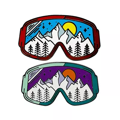 Outdoor Ski Lover Ski Goggles Sunset Snow Mountain Enamel Metal Brooch Badge Pin • $4.29