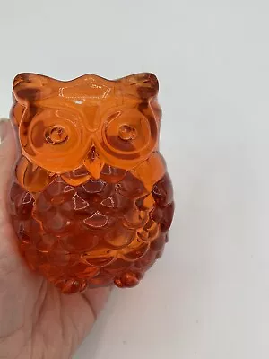 Vintage Mid Century Glass Owl Votive Holder Orange • $16