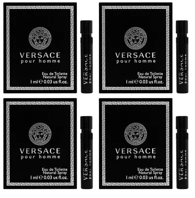 Lot 4 X Versace Pour Homme Mens Eau De Toilette EDT Spray Vial 0.03 OZ/1 ML • $11.99