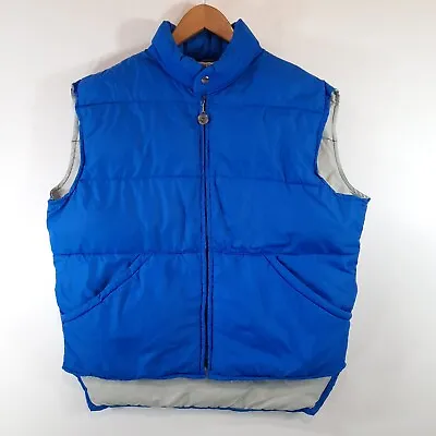 Vintage Struggle Gear Down Puffer Vest Large Blue William Barry Made In USA • $29.97