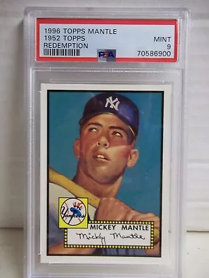 1996 Topps Mickey Mantle 1952 PSA Mint 9 Card New York Yankees Redemption POP 19 • $405