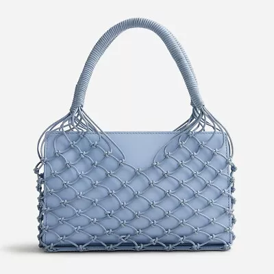 J Crew NWT $148 Sedona Rectangle Bag In Icy Blue Vachetta Leather • $75