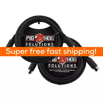 2 Pack Pig Hog PMID10 MIDI Cable Black Instrument Interface 10 Ft Male To Male • $21.30