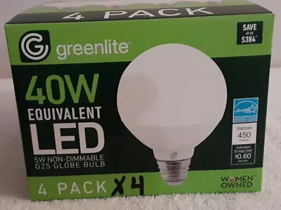 16 Greenlite G25 LED GLOBE Bulbs 40W 450 Lumens 3000K BRAND NEW IN ORIGINAL BOX • $19.99