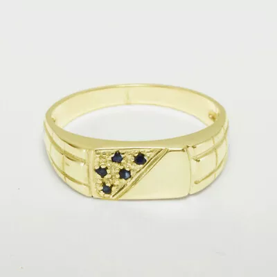 14ct Yellow Gold Natural Sapphire Mens Band Ring - Sizes N To Z • $1675.85