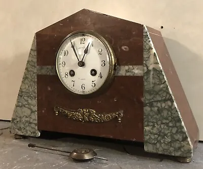 Art Deco French Marble Signed Dial Mantel Table Shelf Clock Japy Freres • $124.95