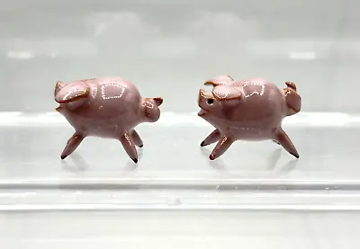 Pink Pig Miniature 5/8 H Ceramic Figurine Set • $8.95