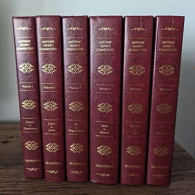 Matthew Henrys Commentary On The Bible Complete Set 1-6 Hardcover 1992 Red Gold • $74.95