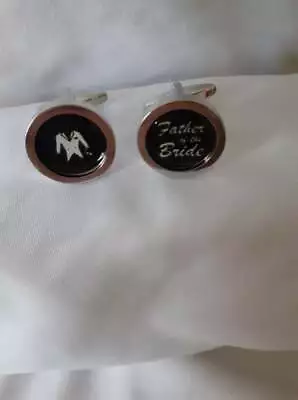 £4.99 • Buy New Round Black   Father O/t Bride   Tux Cufflinks Hmtux007fb/127.07  Free Pouch