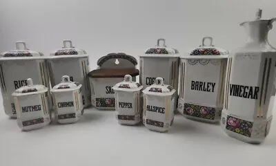 Floral 1920's Czechoslovakia MZ Altrohlau CMR Kitchen Canister Set Antique 10pc • $45.69