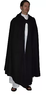 Men Cape Hooded Winter Full Length Cotton Blend Moroccan Embroidered LG-XL Black • $69.99