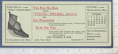 A493 Joseph Fearey Viscol Enamel Shoes 1926 Ink Blotter Albany NY Cornell Toe • $16