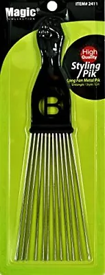 Afro Hair Pick Extra Large Long Black Fist Long Fan Metal Pik (B-2411) • $10.69