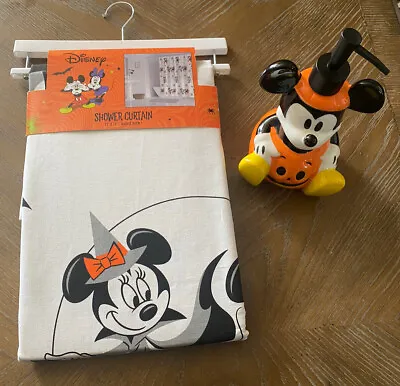 $55 • Buy Disney Mickey Minnie Mouse Witch Halloween Spooky Shower Curtain 72 X72  Set