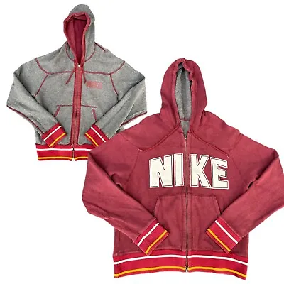 Nike Vintage Reversible Spellout Hoodie Limited Issue Jumper Sweater L Full Zip • $89