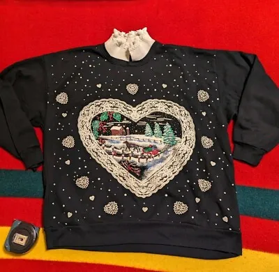 Vintage Nutcracker Sweatshirt 90s Christmas Sweater M Holliday Grandma  • $29.88