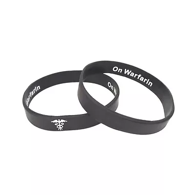 On Warfarin Hidden Message Medical Alert Wristband Silicone ID Band 202mm • £6.99