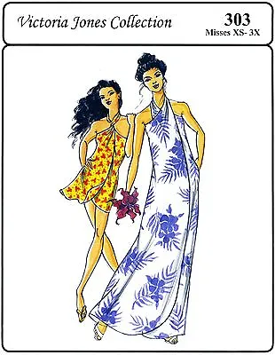 Hawaiian Style Pareau / Sarong  Wrap Dress  Victoria Jones Sewing Pattern XS-3X • $15.95