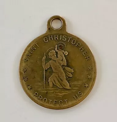 Vintage Bronze St Christopher Medal-Call A Priest • $10