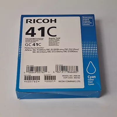 £21.50 • Buy Ricoh GC 41C Genuine Cyan Ink 405762 SG 7100 3110 3120 Expiry 10.2024