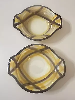 Vintage Lot Of 2 Mcm Vernon Ware Organdie Plaid Lug Soup Bowl 7.5  Round • $9.99