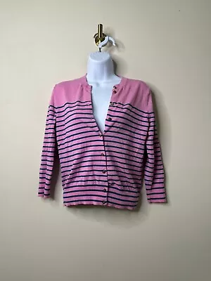 J. Crew Pink/Blue Striped Cardigan Sweater Women's Small • $20