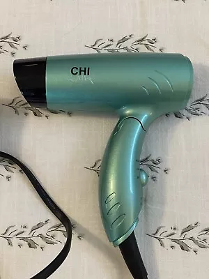 Chi Air Mini Travel Hair Dryer Folds Good Condition Blue Green Color Works Well • $22
