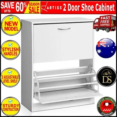 $99.76 • Buy Artiss Shoe Cabinet Shoes Storage Rack 24 Pairs Wooden Organiser Shelf Cupboard