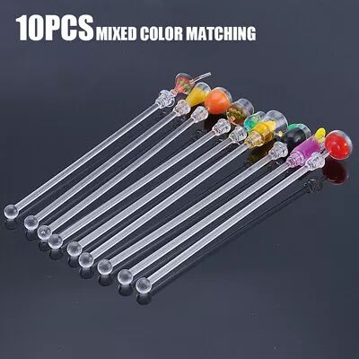 10Pcs/Set 9'' Acrylic Drink Stirrers For Juice Cocktail Swizzle Bars Sticks Gin • £8.05