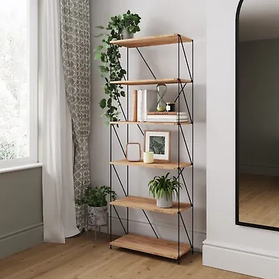 5 Tier Bookcase Storage Display Shelving Unit Bookshelf Shelves Stand Wotan Oak • £54.99