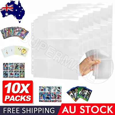 10 Pages Trading Card 9 Pocket Card Pages Sleeves Afl Pokemon Mtg Nrl Oz • $10.23