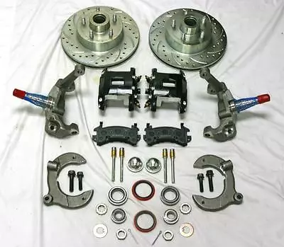 Mustang II 2  Drop Front Disc Brake Kit BLK Wilwood Calipers Slotted Ford Rotors • $648.95