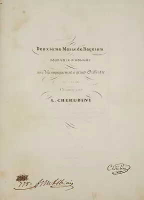 Luigi CHERUBINI / Deuxième Messe De Requiem Pour Voix D'hommes Avec 1837 • $489